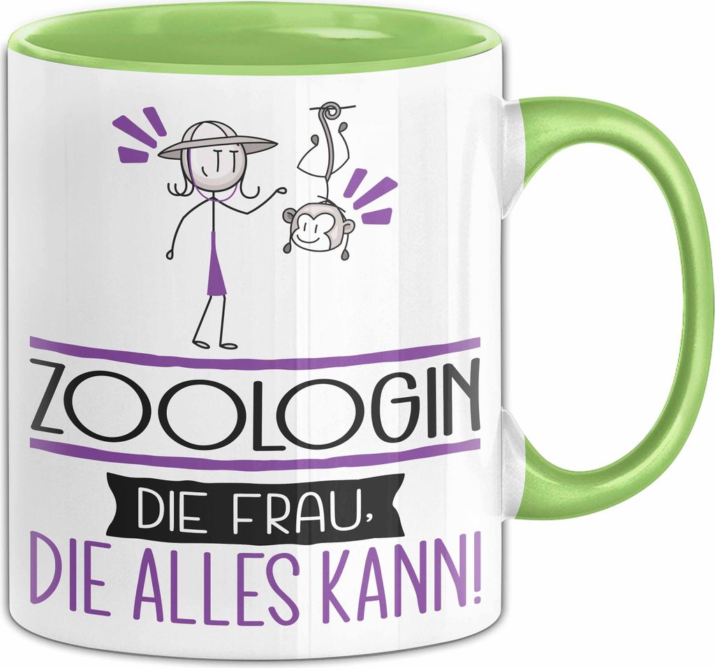Zoologin Geschenk Tasse Becher Die Frau Die Allen Kann Geschenkidee für eine Zoologin Lustig (Grün)