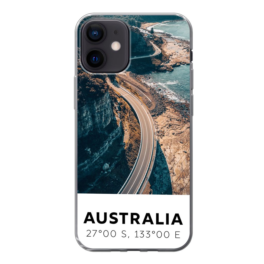 MuchoWow Handyhülle Schutzhülle Hülle für iPhone 12 Australien - Meer - Schnellstraße - Sommer Silikon Softcase Handy Hülle - Schutzhülle