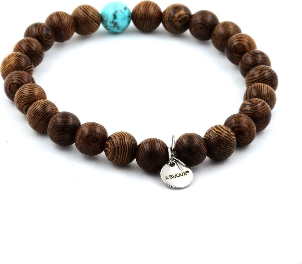 Armband Holzperlen + Türkis 8 mm
