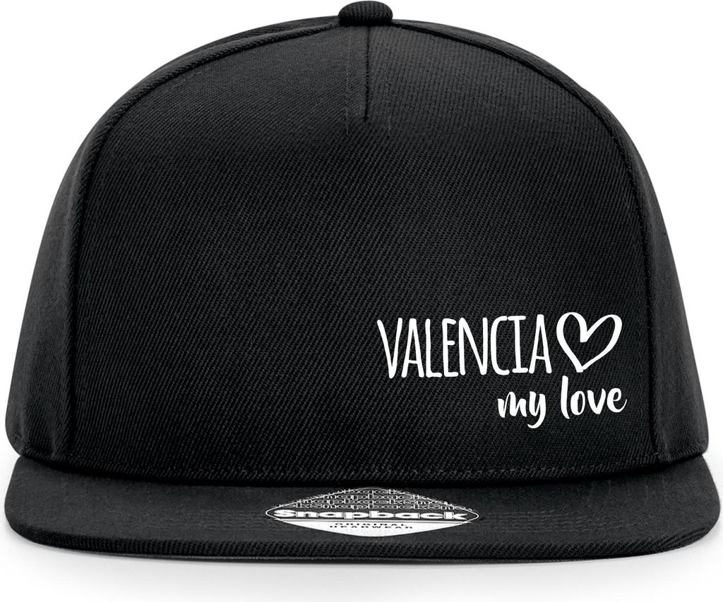 Huuraa Cappy Mütze Valencia my love Black Polyester Snapback Kappe Geschenkidee