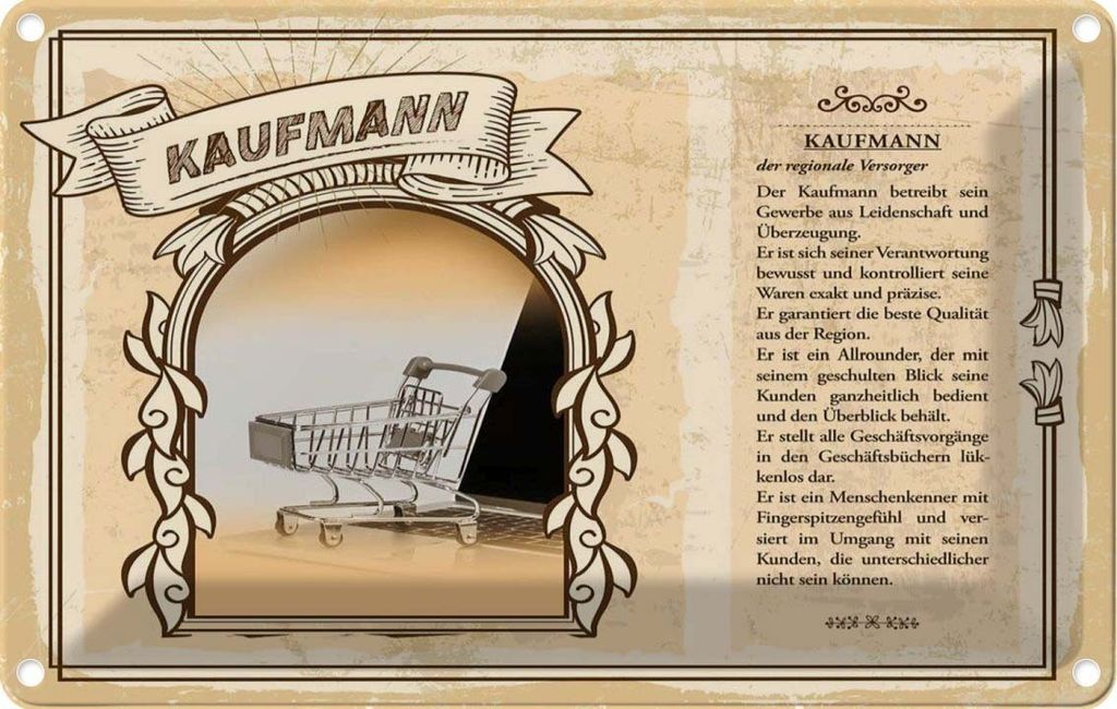 vianmo Blechschild 12x18 cm Kaufmann Beruf Arbeit