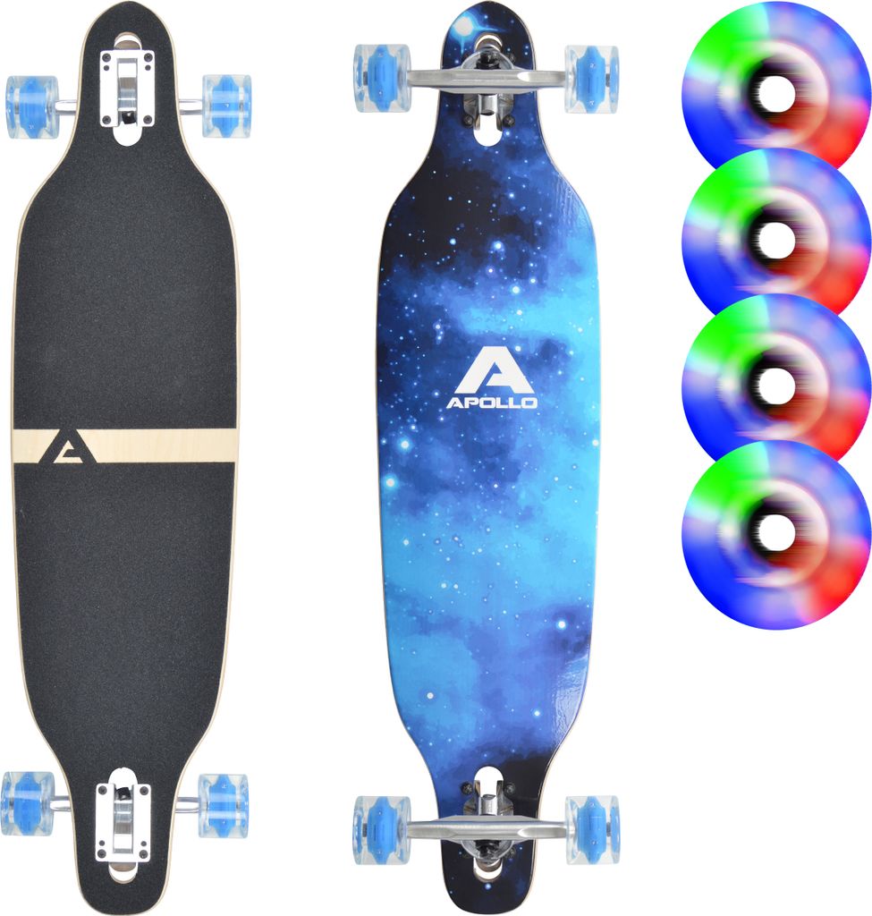 Apollo Longboard "Blue Sky" Twin Tip DT Komplettboard 91,44 x 22,86 cm 7 Lagen Holzdeck Cruiser-Board