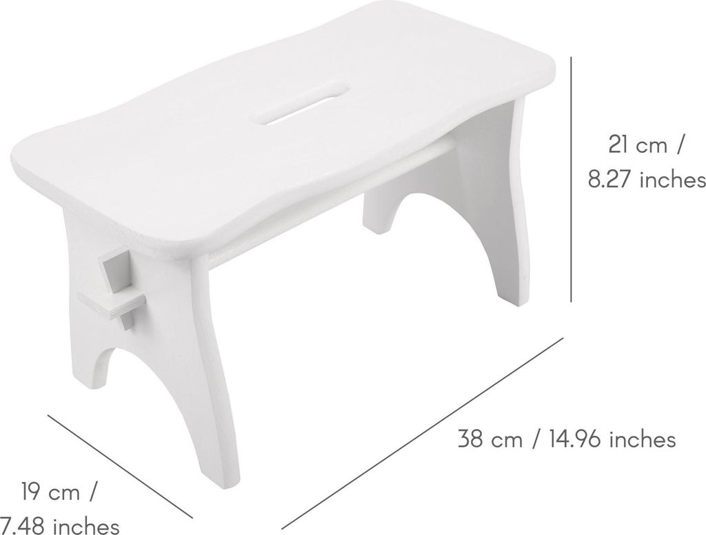 Creative Deco Weiße Fußbank Holz Hocker - 38 x 19 x 21 cm - Tritthocker Blumenhocker