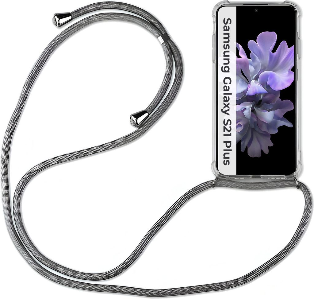 Handykette für Samsung S21 S22 S23 S24 FE Plus Ultra Handyhülle mit Band Hülle Galaxy S21+ Plus 5G Grau