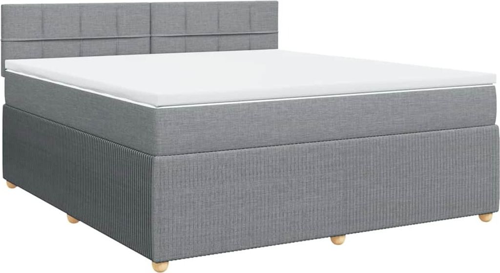 vidaXL Boxspringbett mit Matratze Hellgrau 180x200 cm Stoff