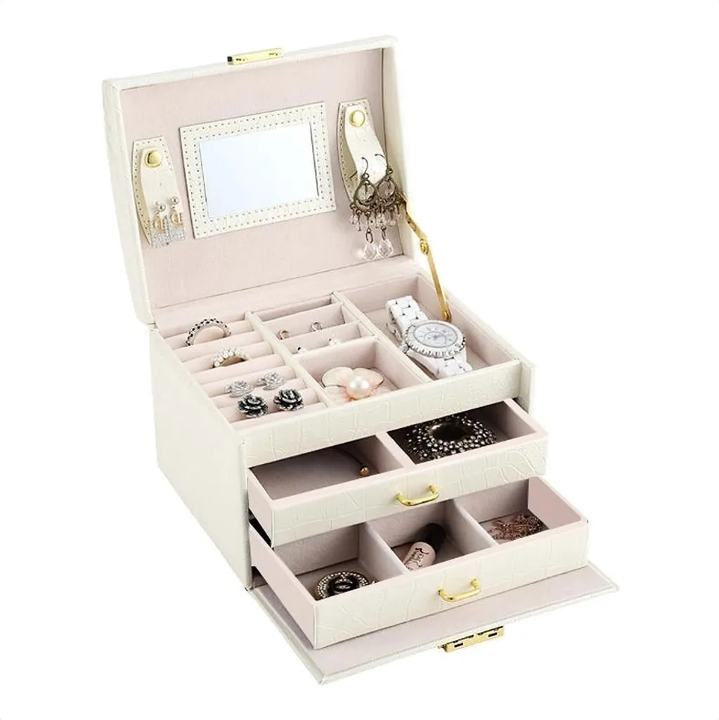 Portagioie Confibel Chic Bianco: Mirror & Lock Organizer per Gioielli