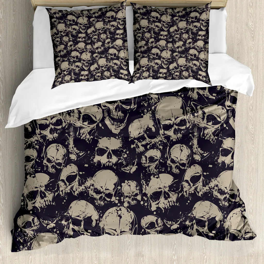 Design Letto Grunge Teschio Antracite - Copripiumino ABAKUHAUS 155x220