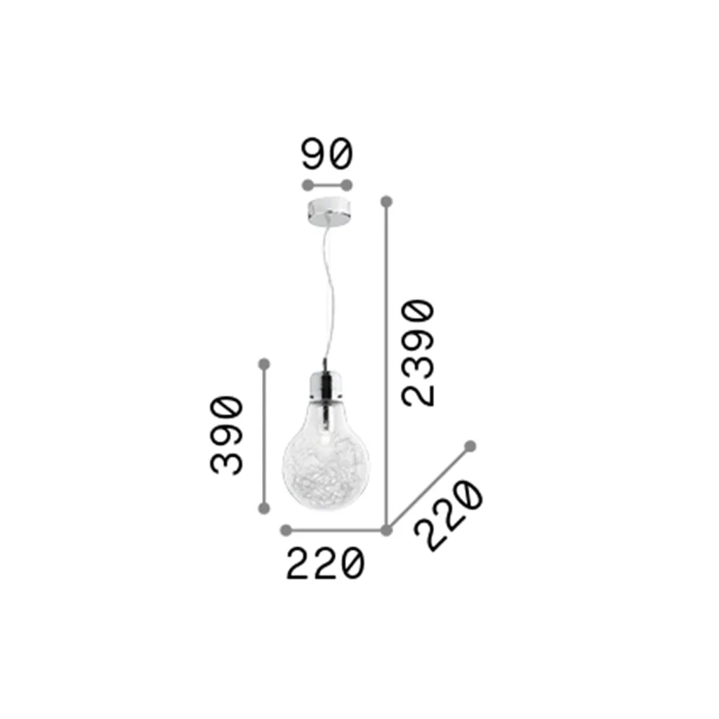 Sospensione Moderna 1 Luce E27 Small - Metallo e Vetro Trasparente - 9