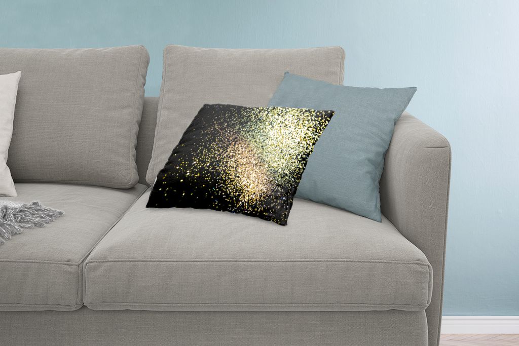 MuchoWow Zierkissen Sofakissen Wohnzimmer Dekokissen 60x40 cm Luxus - Glitzer - Gold - Design - Schwarz - Kopfkissen - Polster mit Foto