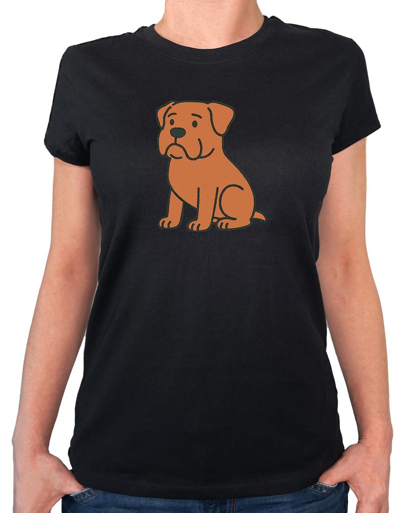 Huuraa Damen T-Shirt Bordeauxdogge Comic Bordeauxi L Black Bio Baumwolle Fairtrade Damenshirt Geschenkidee