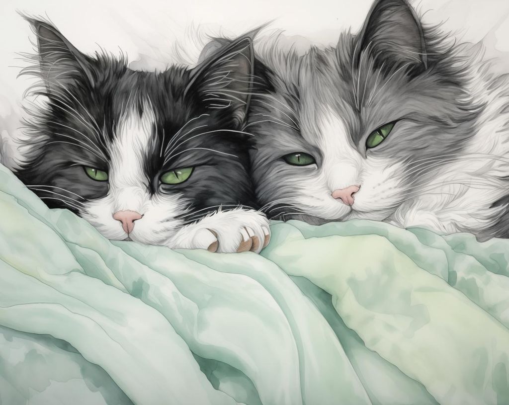 Plakat 76x60,5cm Zwei Entspannte Katzen