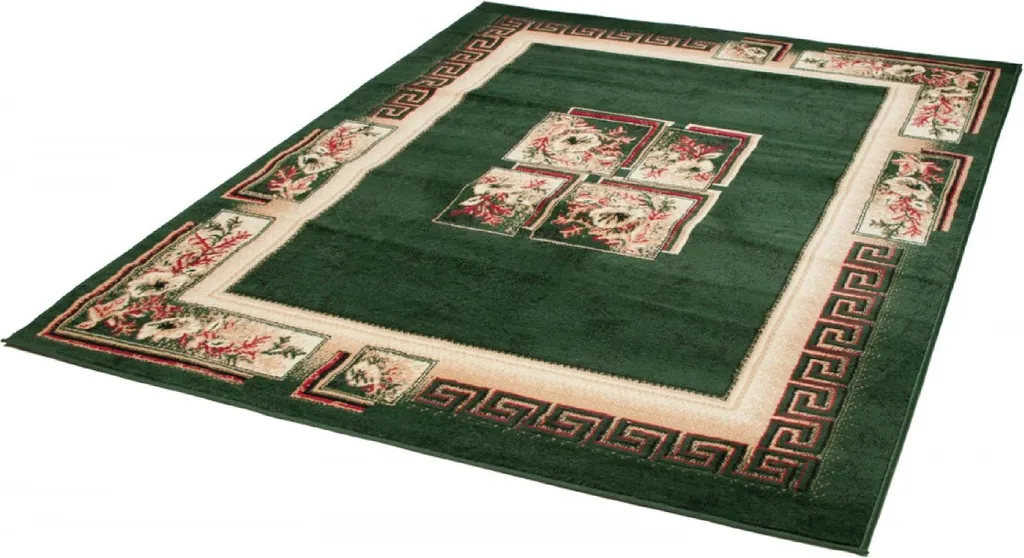 Tapis de Salon ATLAS Vert et Crème 250x300 cm pour Intérieur Cosy et Zen