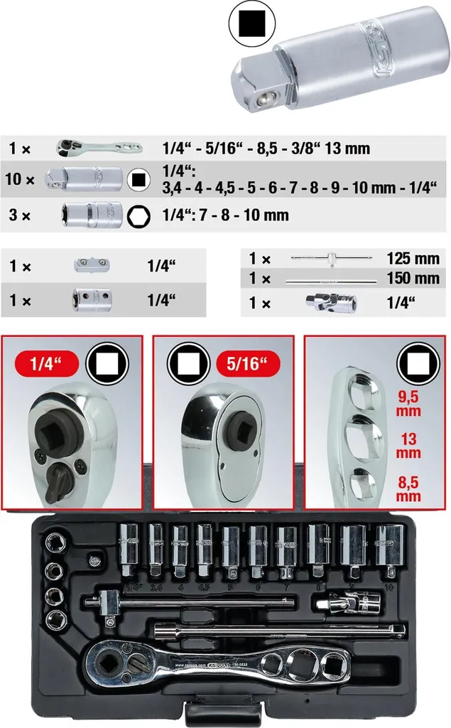 Coffret de douilles spéciales climatisation KS TOOLS 130.0300 - 19 pièces