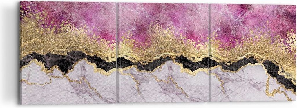 Bild auf Leinwand - Leinwandbild - 3 Teile - Rosa golden Hintergrund - 120x40cm - Wand Bild - Wanddeko - Wandbilder - Leinwanddruck - Bilder - Wand...