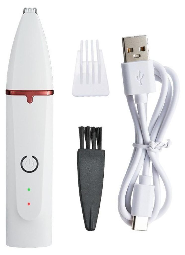 INF Trimmer ABS, 18cm, kabellos mit Sicherheitsklinge für Hunde und Katzen Weiß
