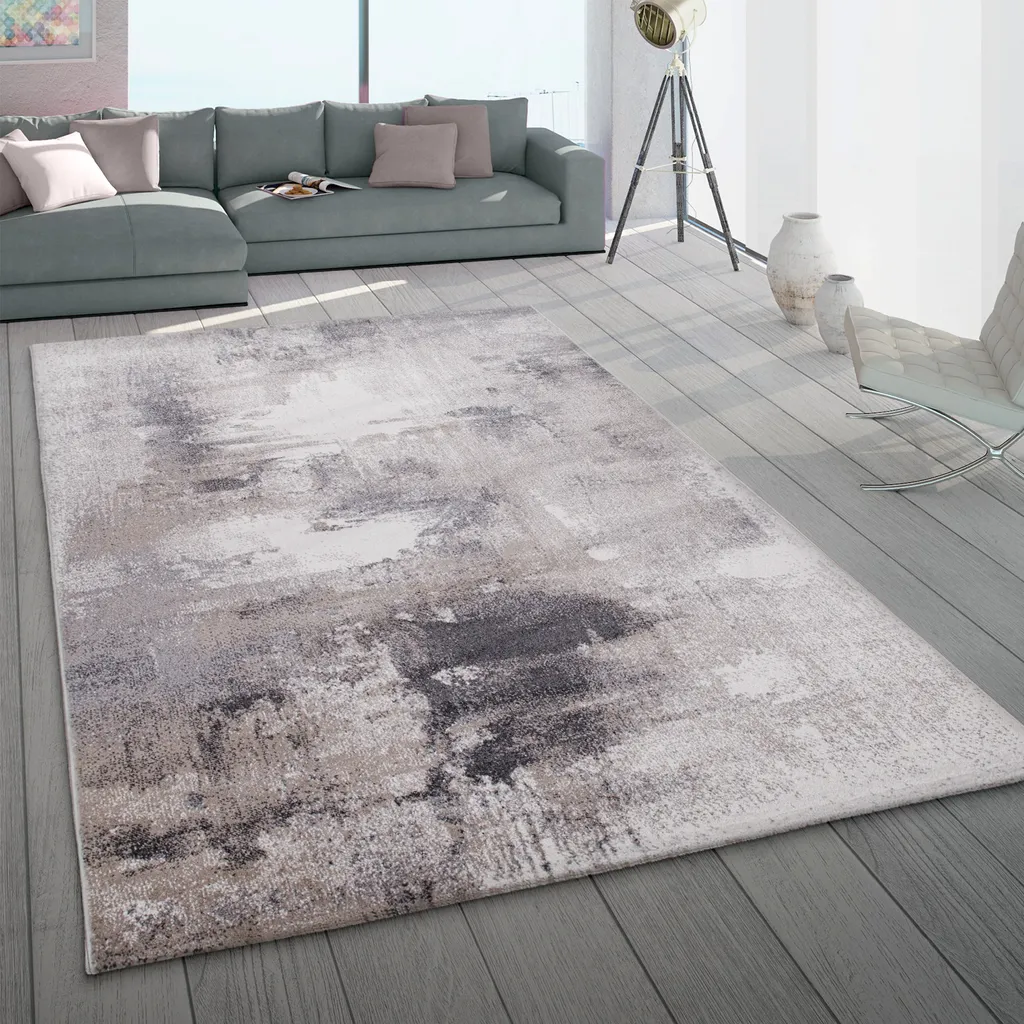 Aménager un grand salon avec ce tapis moderne abstrait beige 240x340 cm