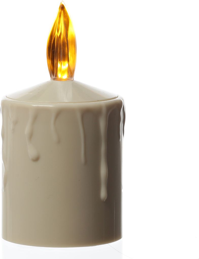 LED Kerze - Grabkerze - Grablicht - H: 11,5cm/D: 6cm - Sensor - für Außen - bis 500h - beige