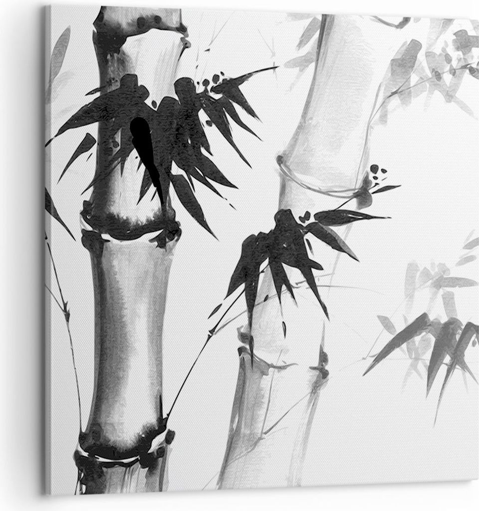 Bild auf Leinwand - Leinwandbild - Einteilig - Asiatisch Aquarell Bambus - 60x60cm - Wand Bild - Wanddeko - Wandbilder - Leinwanddruck - Bilder - W...