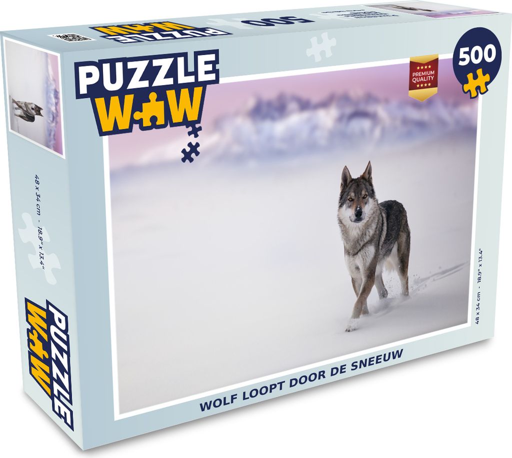 MuchoWow Puzzle 500 Teile Wolf - Schnee - Berge - 500 Teile - Kinder - Selberbauen - Puzzlespiele