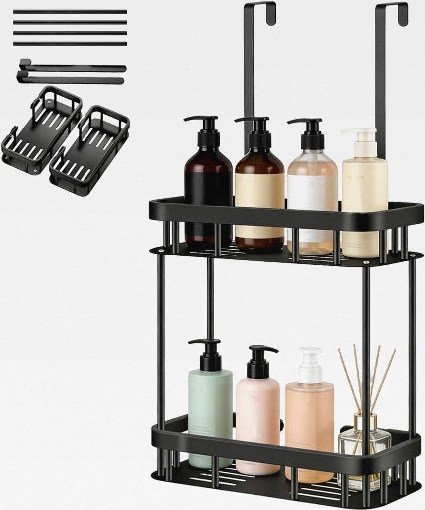Duschablage zum Hängen, 2-Stöckig Edelstahl Duschregal Ohne Bohren für Duschwand, Shampoo Duschgel Halterung, Duschregal zum Hängen Badezimmer ...