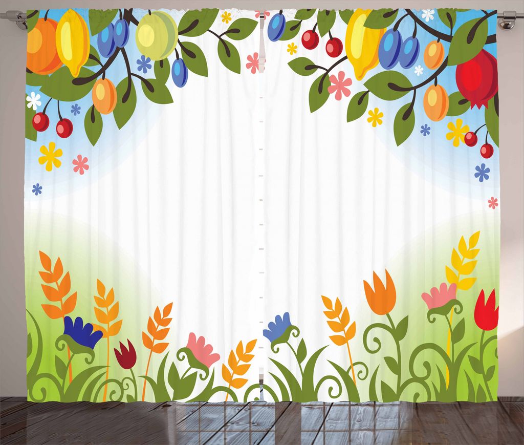 ABAKUHAUS Ernte Rustikaler Gardine, Herbst Natur, Schlafzimmer Kräuselband Vorhang mit Schlaufen und Haken, 280 x 175 cm, Mehrfarbig