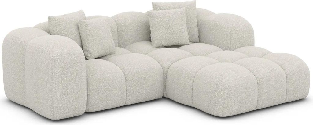 Bouclé L-Form Studio Sofa Valora Weiß Rechts