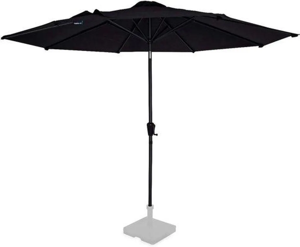 Parasol inclinable noir 3m anti-UV avec manivelle et structure renforcée