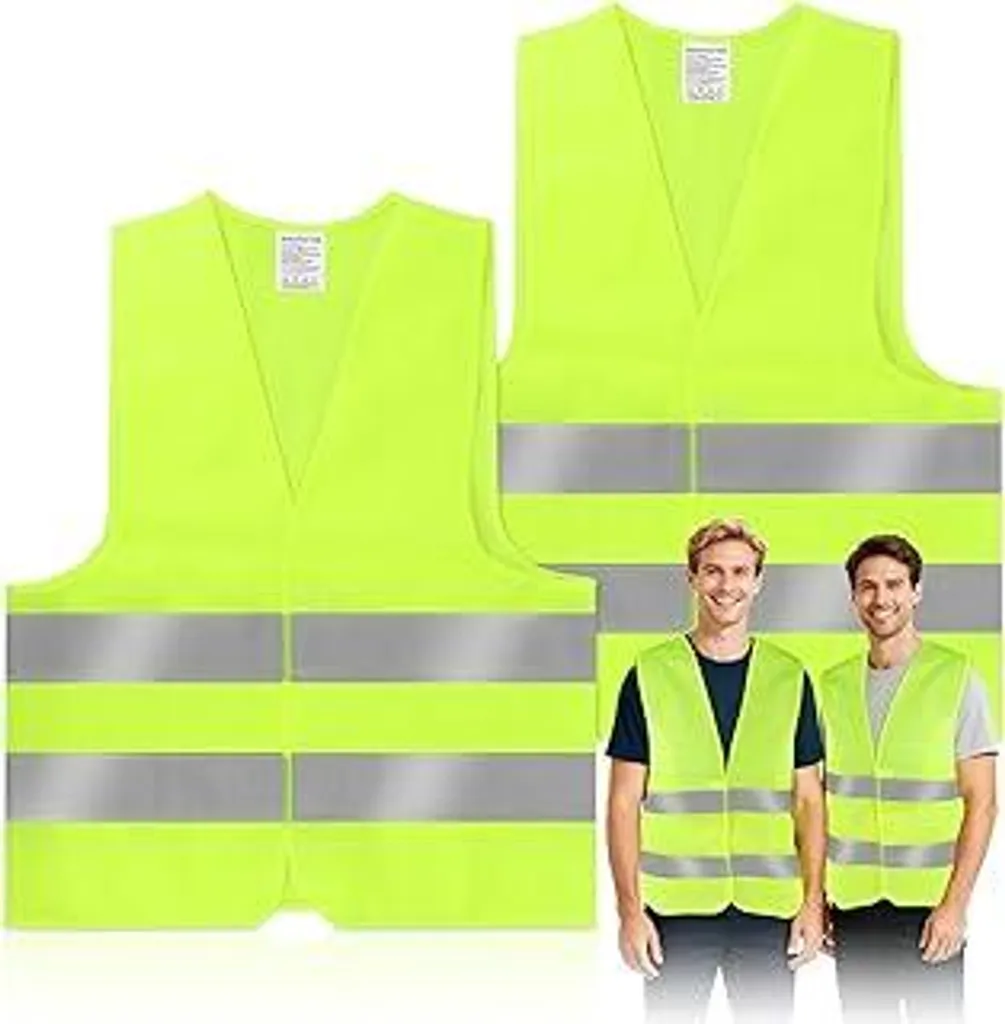 Coppia Gilet Sicurezza Auto Giallo Fluo - Emergenza e Lavoro 2 Pezzi