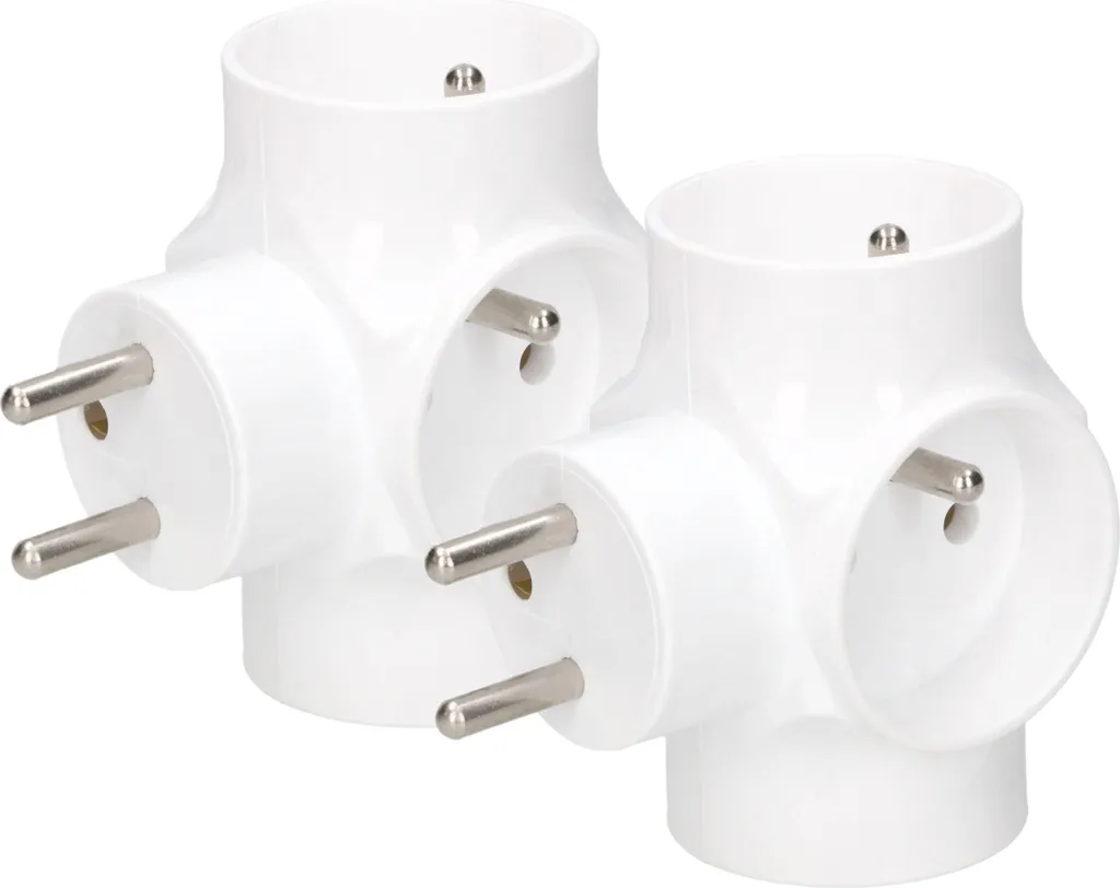 KOTARBAU® Set di 2 prese multiple a 3 vie con messa a terra Prese rotonde Ottima soluzione per prese aggiuntive