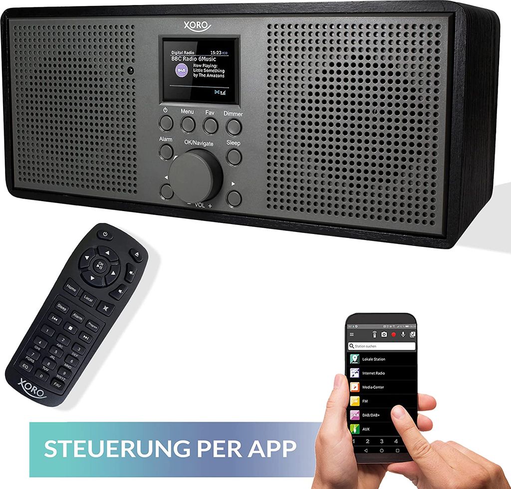 XORO DAB 700 IR - WLAN Internet Radio mit UKW & DAB+, Spotify Connect, Bluetooth, USB Mediaplayer, 2x 10 W Stereo-Lautsprecher, Wecker, Farbdisplay