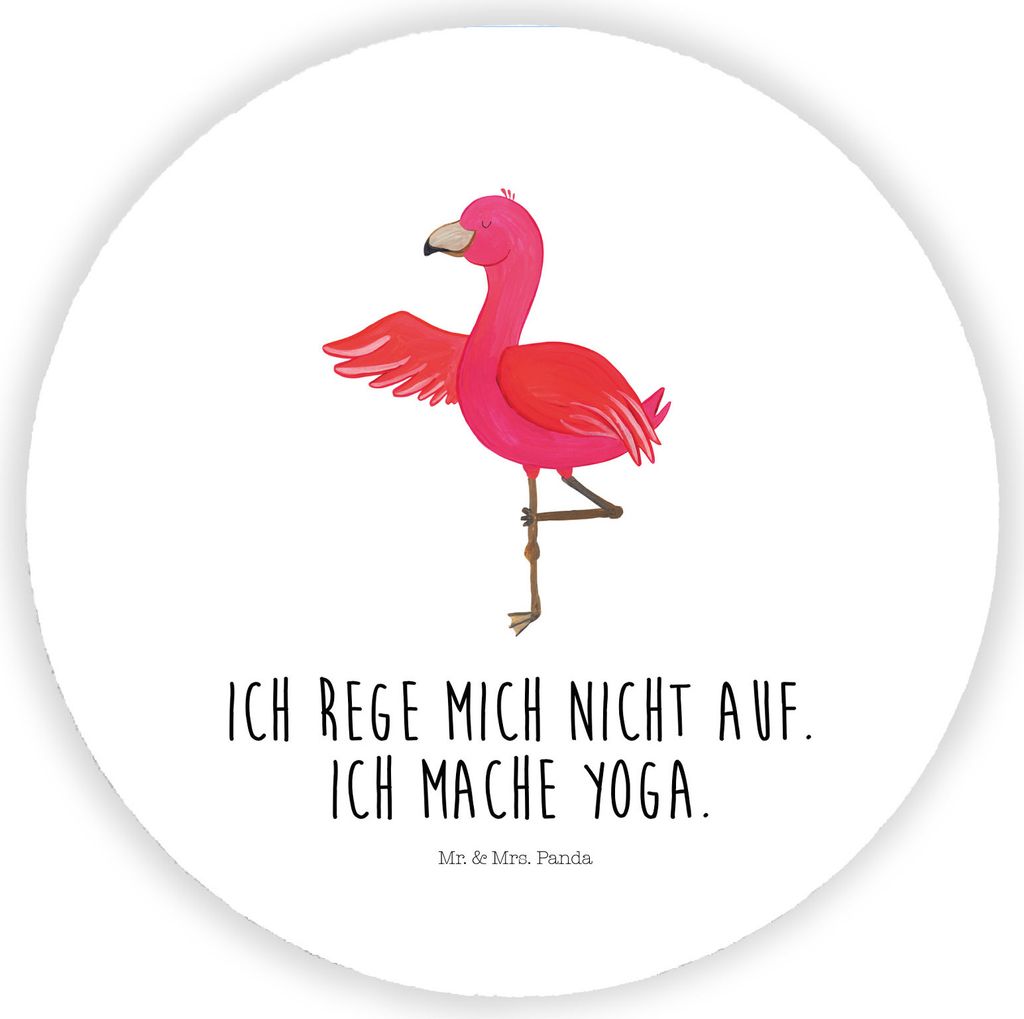 Mr. & Mrs. Panda Rund Magnet Flamingo Yoga - Weiß - Geschenk, Entspannung, Aufgeregt, pinnwand, Vogel, Kühlschrankmagnet, Whiteboard, Namaste, Yo...