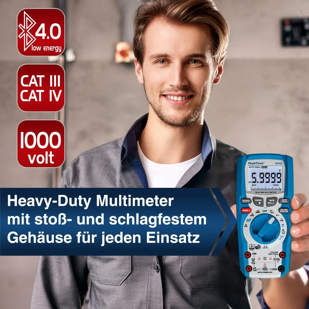 Multimètre numérique professionnel Bluetooth PeakTech P 3442 TrueRMS AC DC - 5