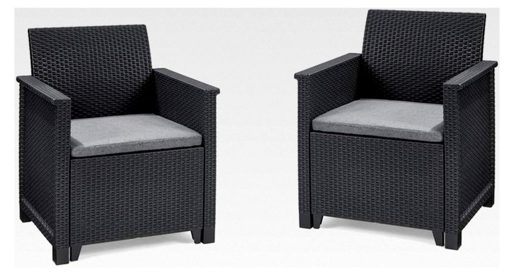 Sessel, 2 Stück, 65 x 74 x 63 cm (B x H x T) - Rattanoptik - mit ergonomischen Rückenlehnen