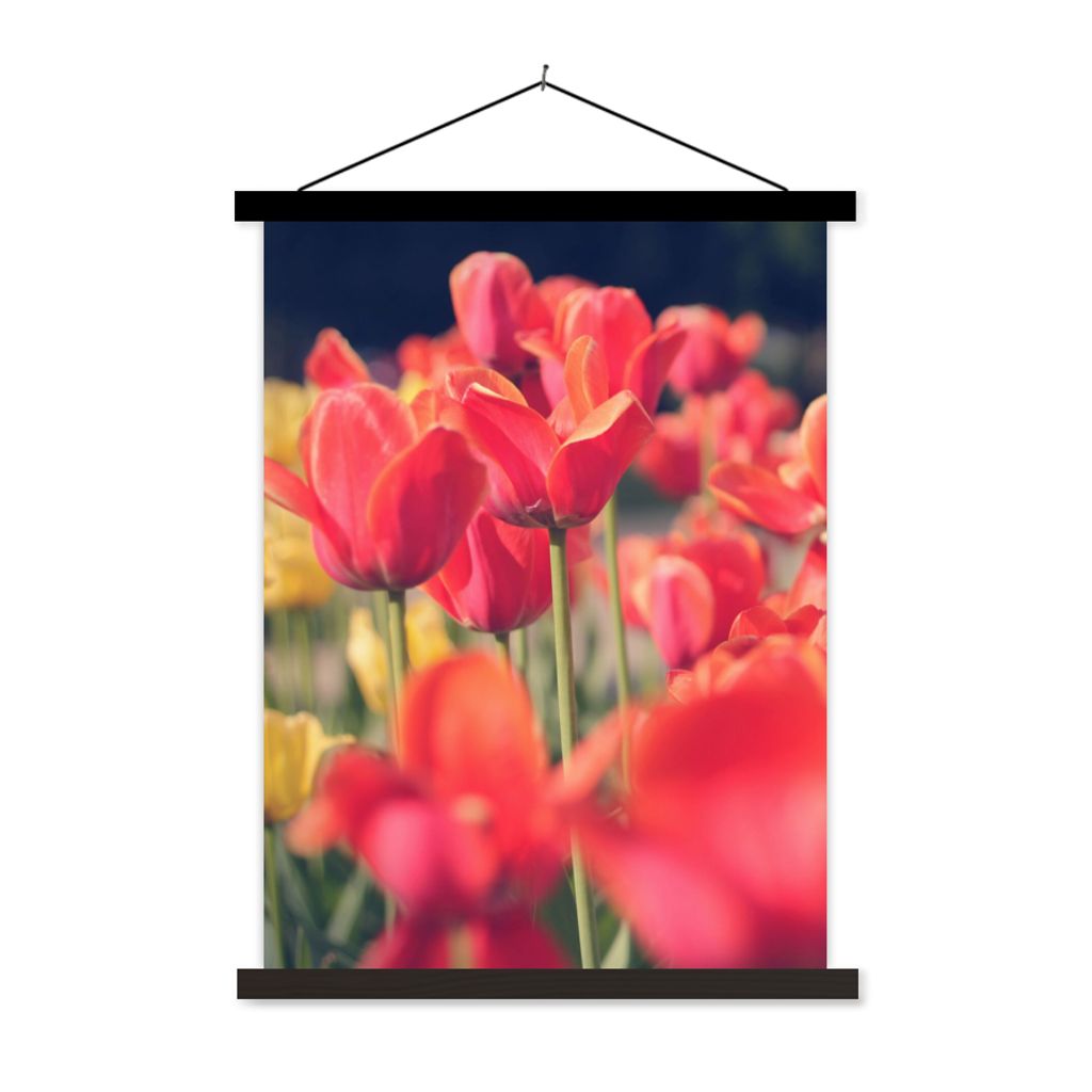 MuchoWow Textilposter Tulpen - Blumen - Natur 120x160 cm mit schwarzem Rahmen - Magnetischer