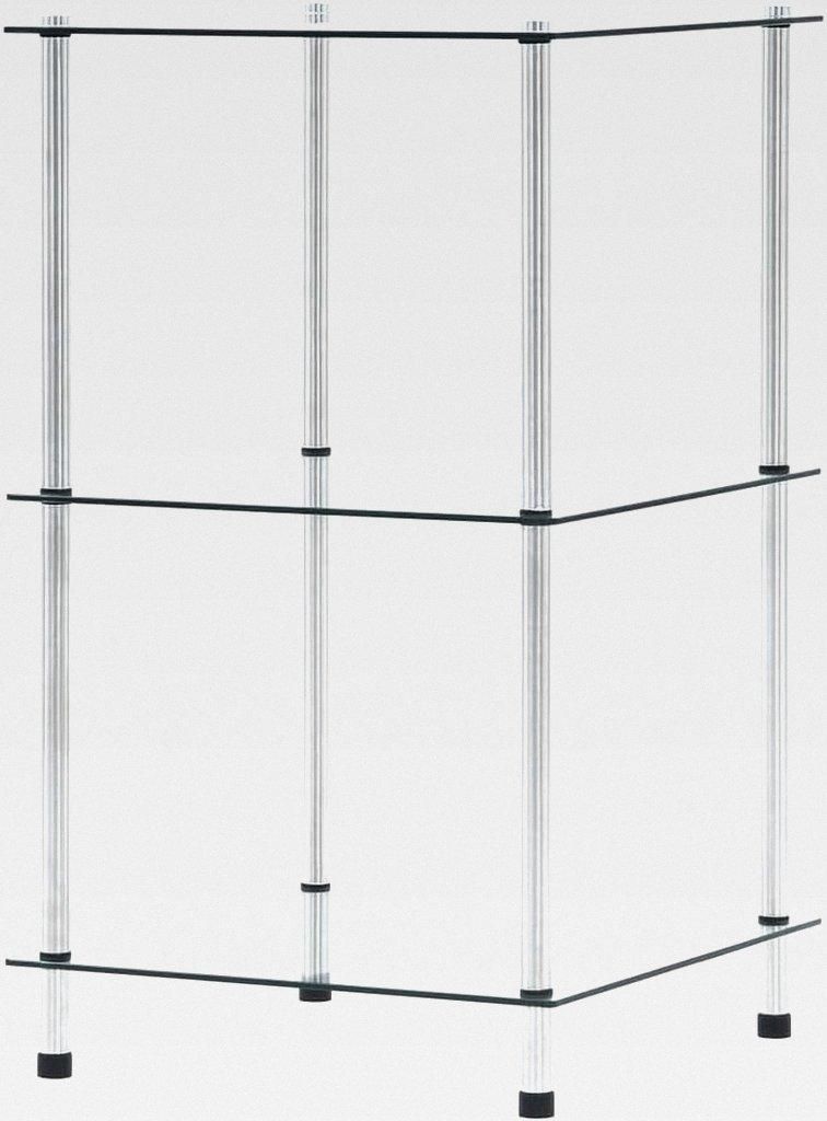 Regal mit 3 Ablagen Transparent 40x40x67 cm Hartglas Lagerregal für Garage, Abstellraum, Kellerregal