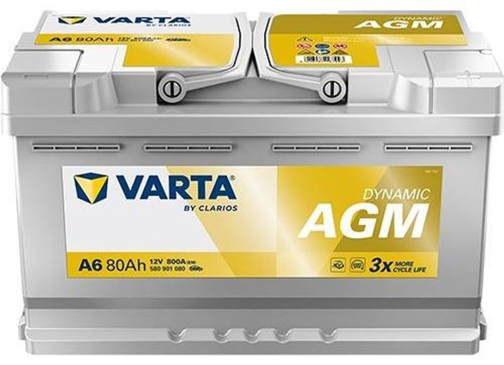 VARTA Dynamic AGM A6 Starterbatterie 12V 80Ah 800A/EN B13 Batterie