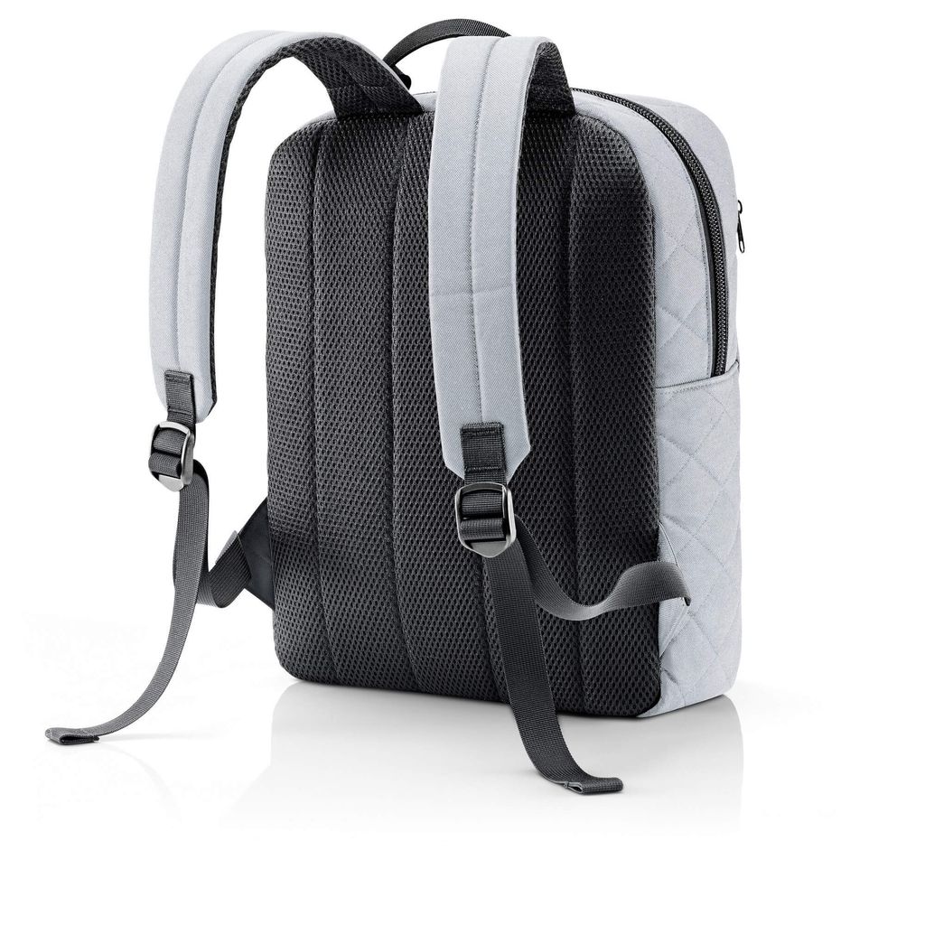 reisenthel classic backpack M, Rucksack, Handgepäck-Reisetasche mit Laptopfach, Rhombus Light Grey, 13 L, CJ7060