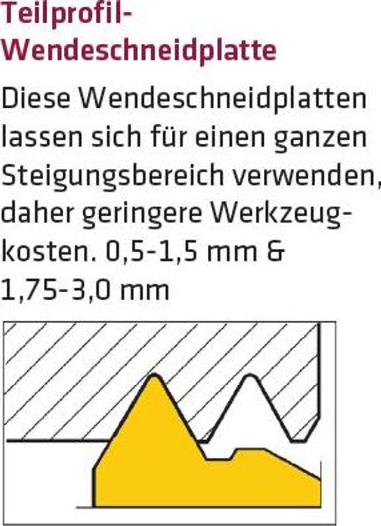 ELMAG Wendeschneidplatte 16ERAG55, Teilprofilplatte für Aussengewinde Zoll, Steigung 8-48 Gänge/Zoll für KEG16/20/25