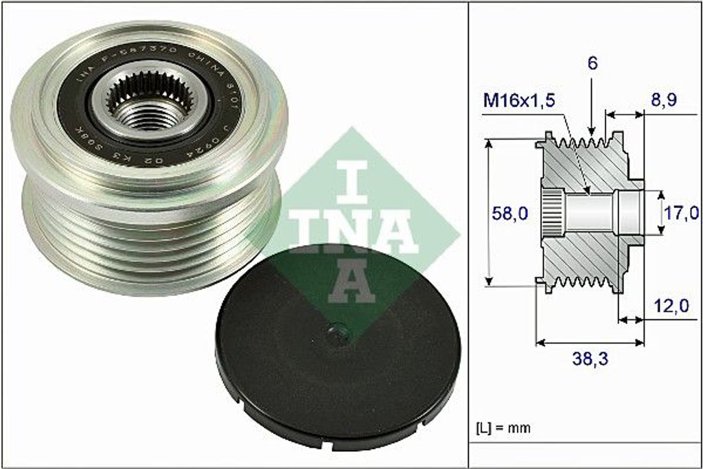 INA Generatorfreilauf Riemenscheibe Lichtmaschine für Produktbild 