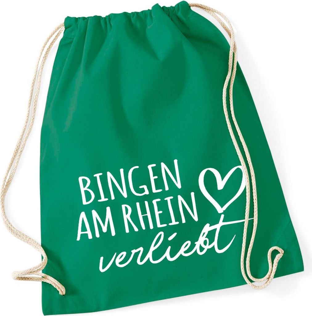 Huuraa Turnbeutel Nidderau verliebt 12 Liter Kelly Green Baumwolle Rucksack Geschenkidee
