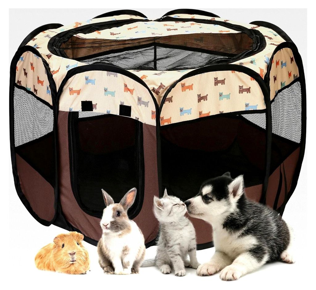 Faltbarer Haustier-Spielplatz - Tragbares, weiches Pop-Up-Design für Hunde, Katzen und Kätzchen - Atmungsaktives Mesh-Gewebe-Käfig - Leicht und ...