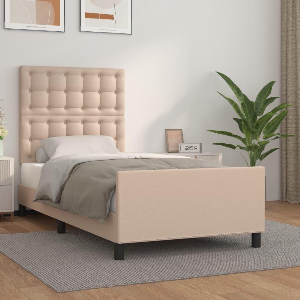 Bettgestell mit Kopfteil Cappuccino-Braun 80x200 cm Kunstleder , Klassische Betten Design 2024