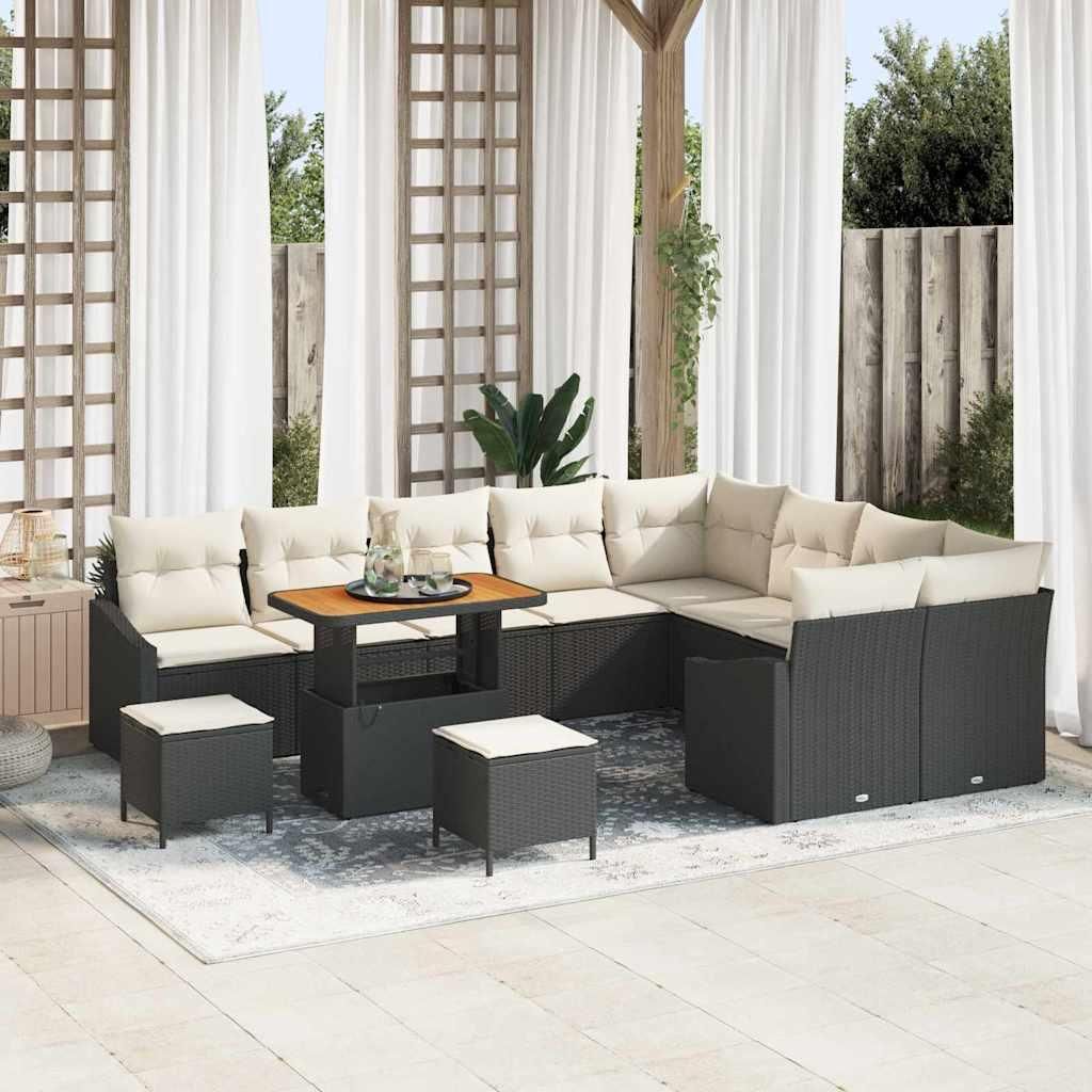 Maison Exclusive - Gartensofa-set mit Kissen 12 pcs Schwarz Poly-Rattan