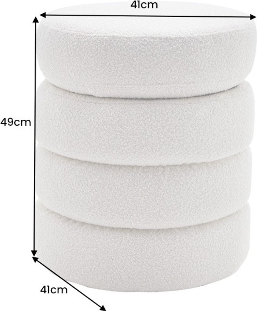 riess-ambiente Runder Hocker VOGUE 50cm creme weiß Bouclé Produktbild 12