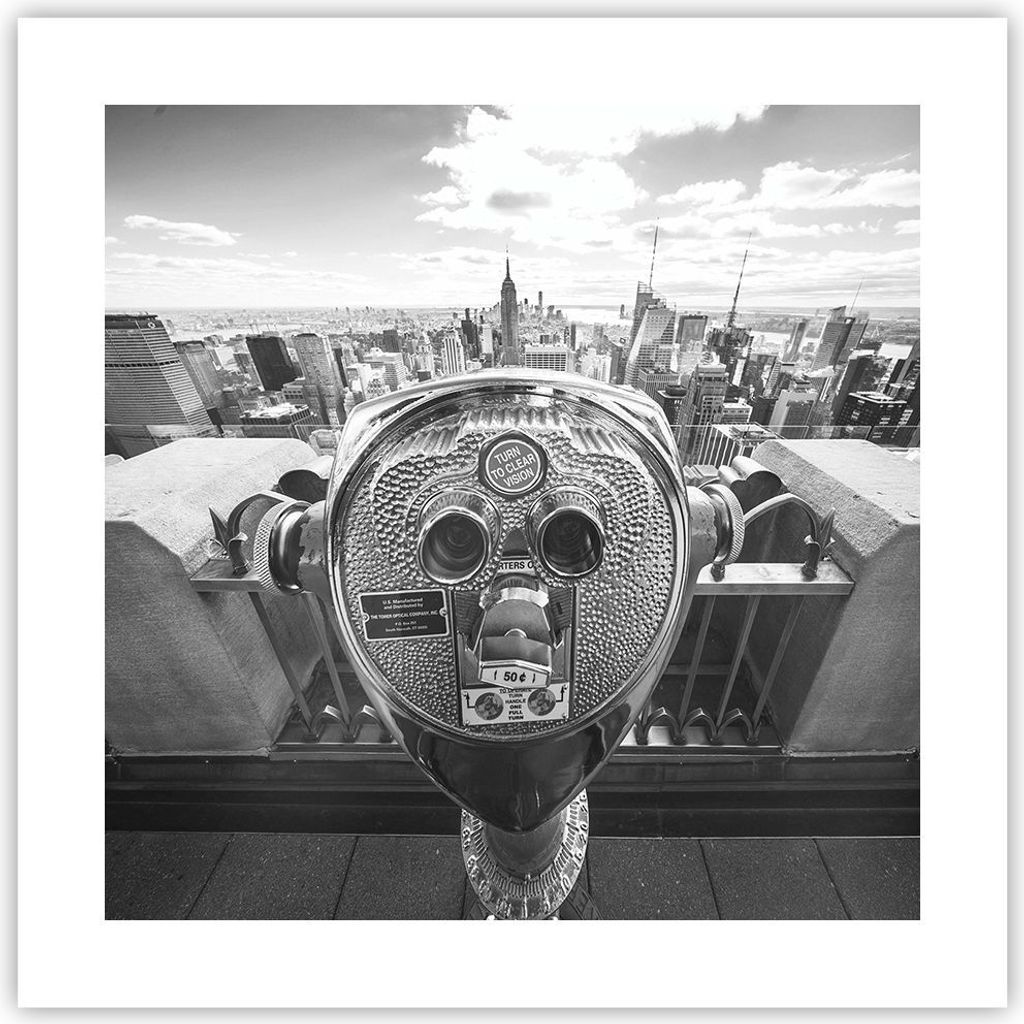 Poster - Poster ohne Rahmen - Manhattan Fernglas Ansicht - 40x40 cm - Wand Bild - Wanddeko - Wandbilder - Kunstposter - Wandposter - Bilder - Kunst...