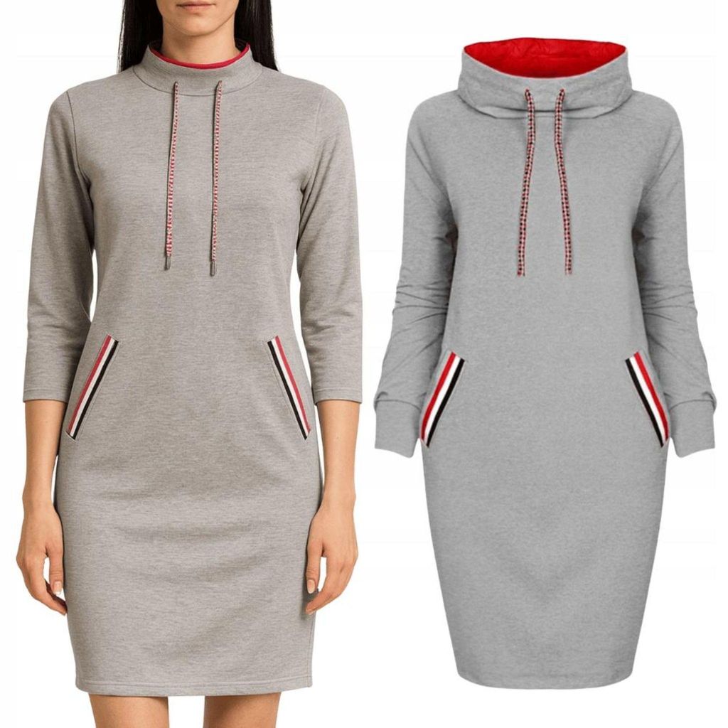 Damen-Sweatshirt - Sportlich - Sweatshirt-Kleid - Langes Oversize-Oberteil - Ohne Kapuze - Einheitsgröße - Grau