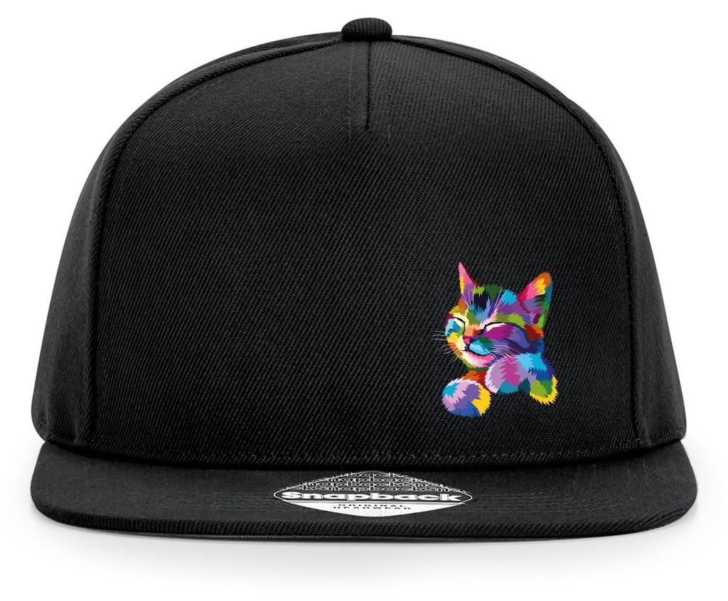 Huuraa Cappy Mütze Katze Colorful Black Polyester Snapback Kappe Geschenkidee