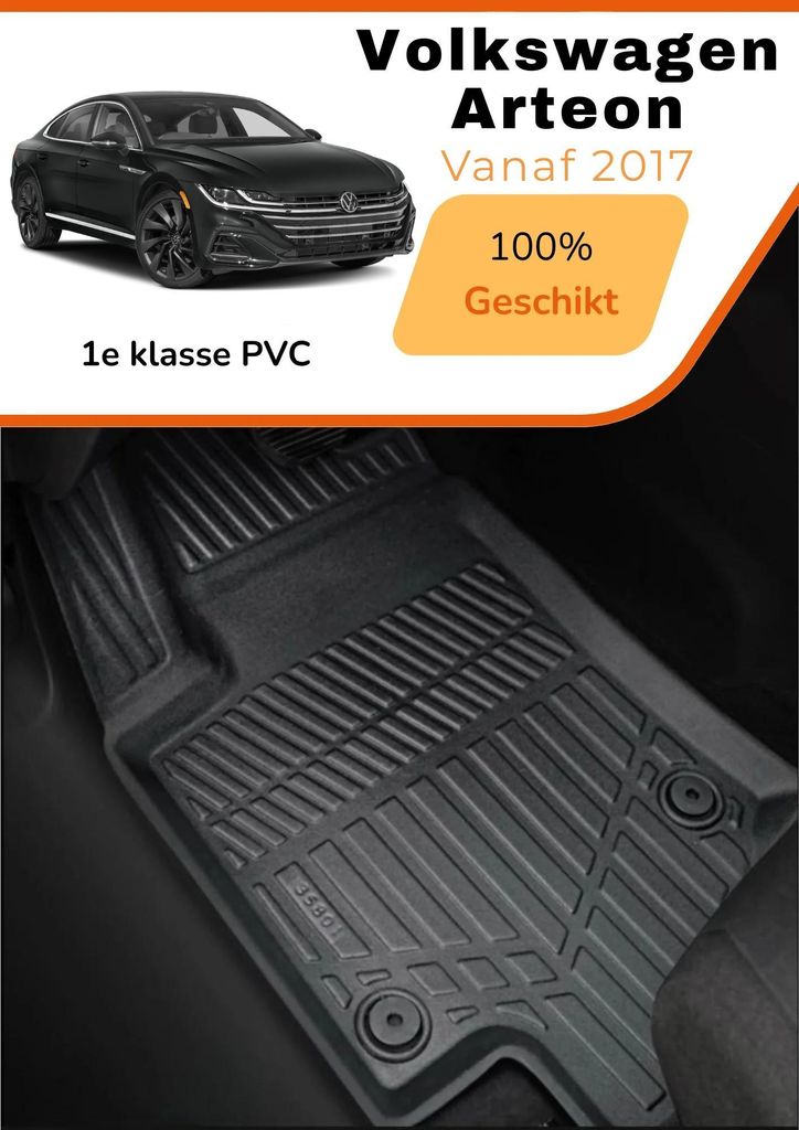 Volkswagen Arteon 2017–heute – Premium Carbonlook Fußmatten – Hochwertiges TPE – Allwetter-Schutz – Erhöhte Ränder – Antirutsch