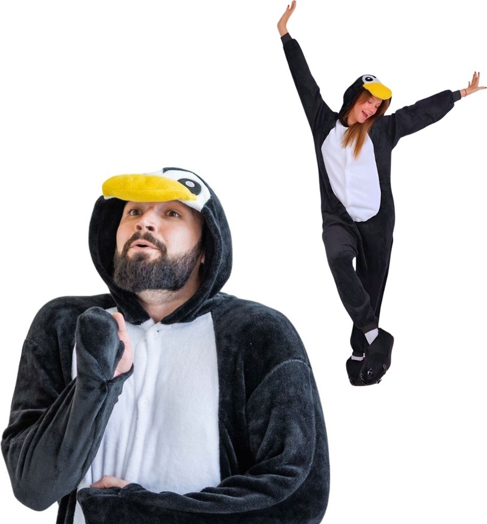 Onesie Kigurumi Pyjama Kostüm für Erwachsene Pinguin XL: 175-185cm