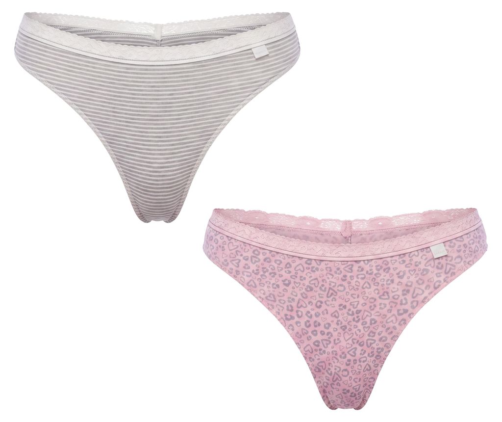 Janira 2er-Pack Damen-Baumwoll-Tangas Coquettes Cuorilines 1031159
